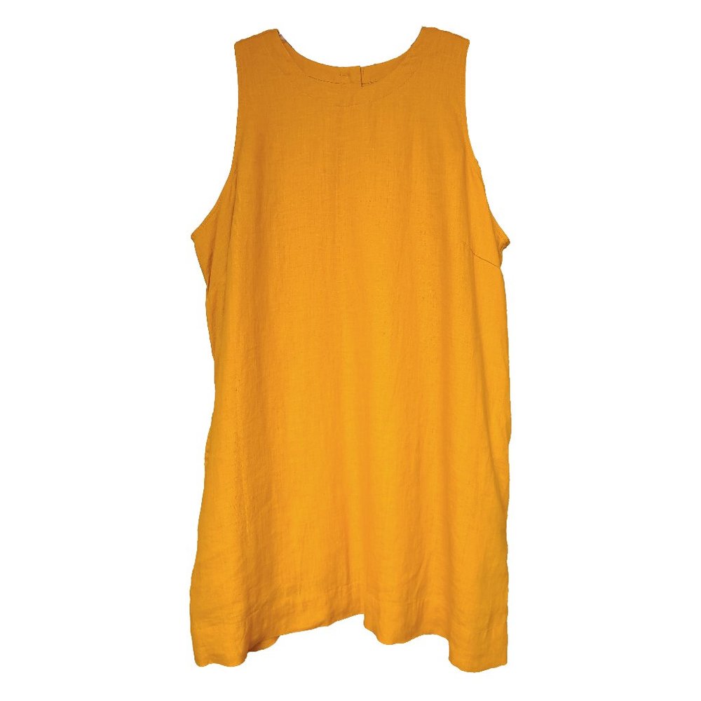 J. Crew Yellow Gold Beauchamp Linen Button Back Shift Sheath Dress EUC